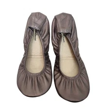 THE STOREHOUSE FLATS Shoes Womens 7 Leather Rainbow Bronze Ballet Flats Foldable