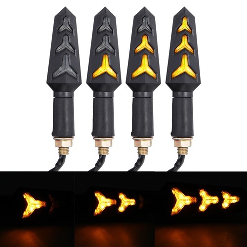 4Pcs Motorcycle Indicators Flowing Turn Signal Lights Indicator Tail Light Amber