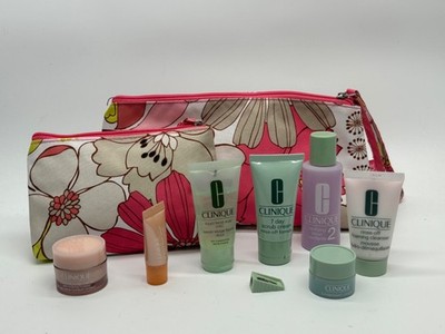 Clinique 10 PCS Travel Size Skincare Makeup Cream Sample Gift Set With Bags New