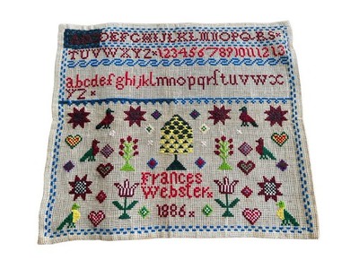 Antique Needlepoint Sampler 19th Century Signed By Frances Webster