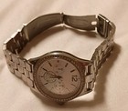 Men's Analog Wristwatch Silver Tone Metal Bracelet White Dial Gem-Set Bezel — photo 3