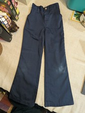Vintage 1970s Boys Health-tex Blue Denim Bell Bottom Pants Elastic Waist Sz 7