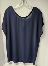 Loft Outlet Navy Blue Short Sleeve Blouse Top - Women M