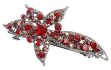 Debenhams Siam Red Starburst Flower Hairclip Clip Barrette W/ Swarovski Crystals