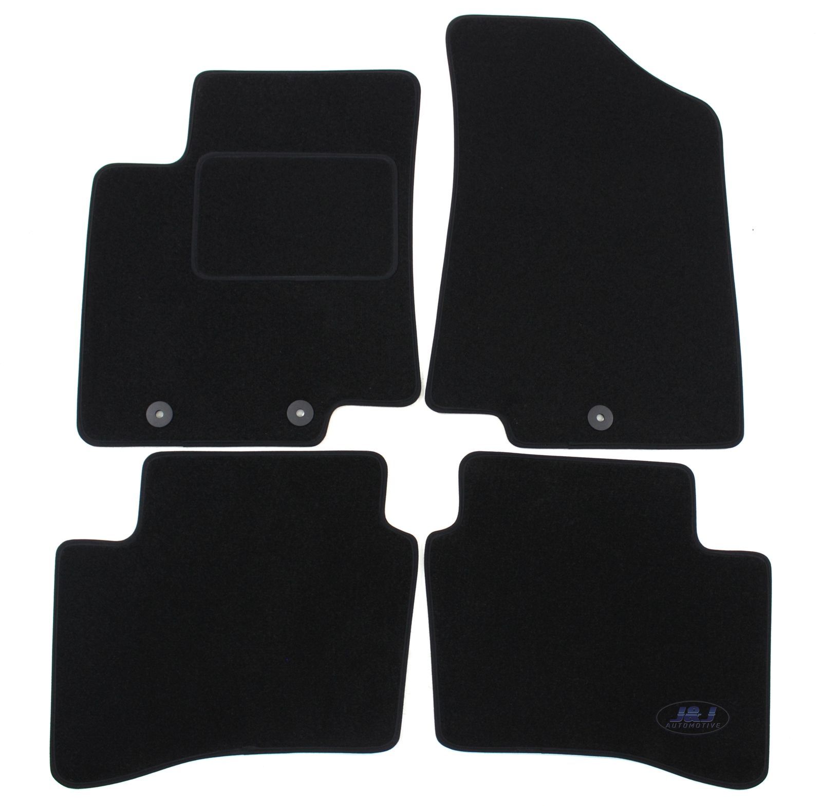 Tapis sol velours sur mesure Kia Rio 2011-2016 anti-glissement noir 4 pièces