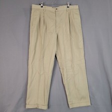 Chaps Ralph Lauren Men's Casual Pants Pleated High Rise Tan Size 40 x 30