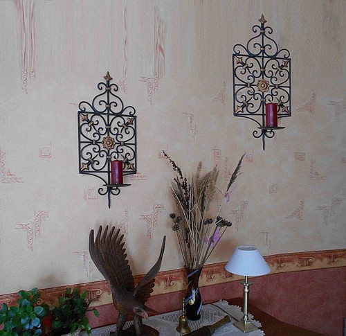 2 Pc. Candelabro de Pared Candelero Apliques Vela Hierro Forjado - Imagen 3 de 5