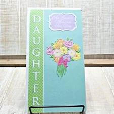 Designer Greetings Easter Card For Daughter Embossed Floral Bouquet Green Blue