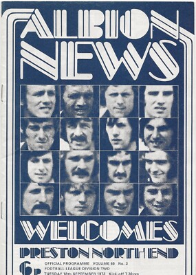 1973/74 West Bromwich Albion v Preston North End Division 2 Programm