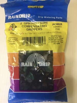 RAINDRIP Irrigation 2 GPH Pressure Compensating Drippers PC8025 Lot Of 100 NEW