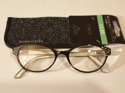 Magnivision - Foster Grant - Astrid - Black - Ladies Reading Glasses Free Case