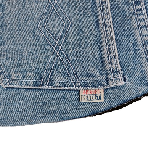 New Y2k Denim Mini Skirt Size 10 side Stripes 5pocket belt loops zip Revolt - Picture 10 of 11