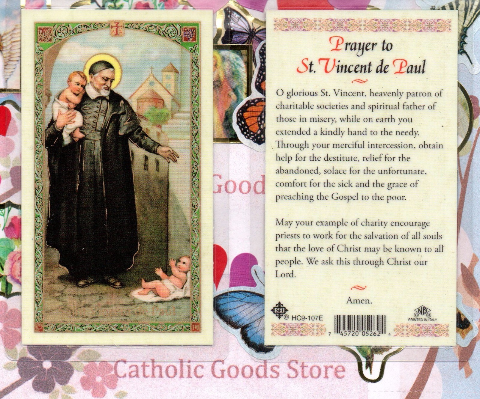 Saint Vincent de Paul Prayer to St. Vincent de Paul Laminated Holy