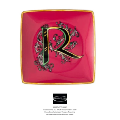VERSACE - ROSENTHAL Versace Rosenthal - Holiday Alphabet - R - Coppetta Quadra Piana cm 12 x 12