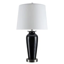 Aspen Creative 40261-09-1, 25" H Table Lamp Black Ceramics Body w/Nickel Base...