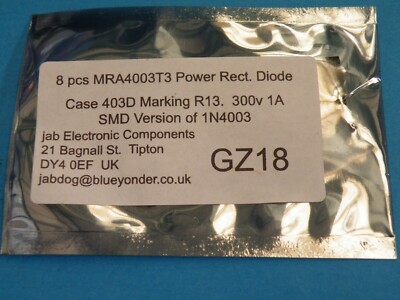 8 Stück SMD Dioden MRA4003T3 300V 1A Aufputz SMD Version von 1N4003 1g GZ18