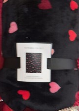 Victoria's Secret BLACK Love HEART Valentine's Day FLEECE Sherpa BLANKET 50 x 60