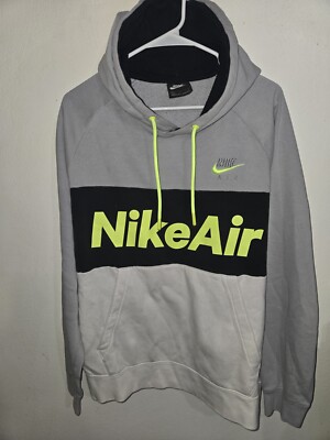 NIKE AIR Hoodie Sweatshirt CJ 4824-077 Gray Black Volt Med USED