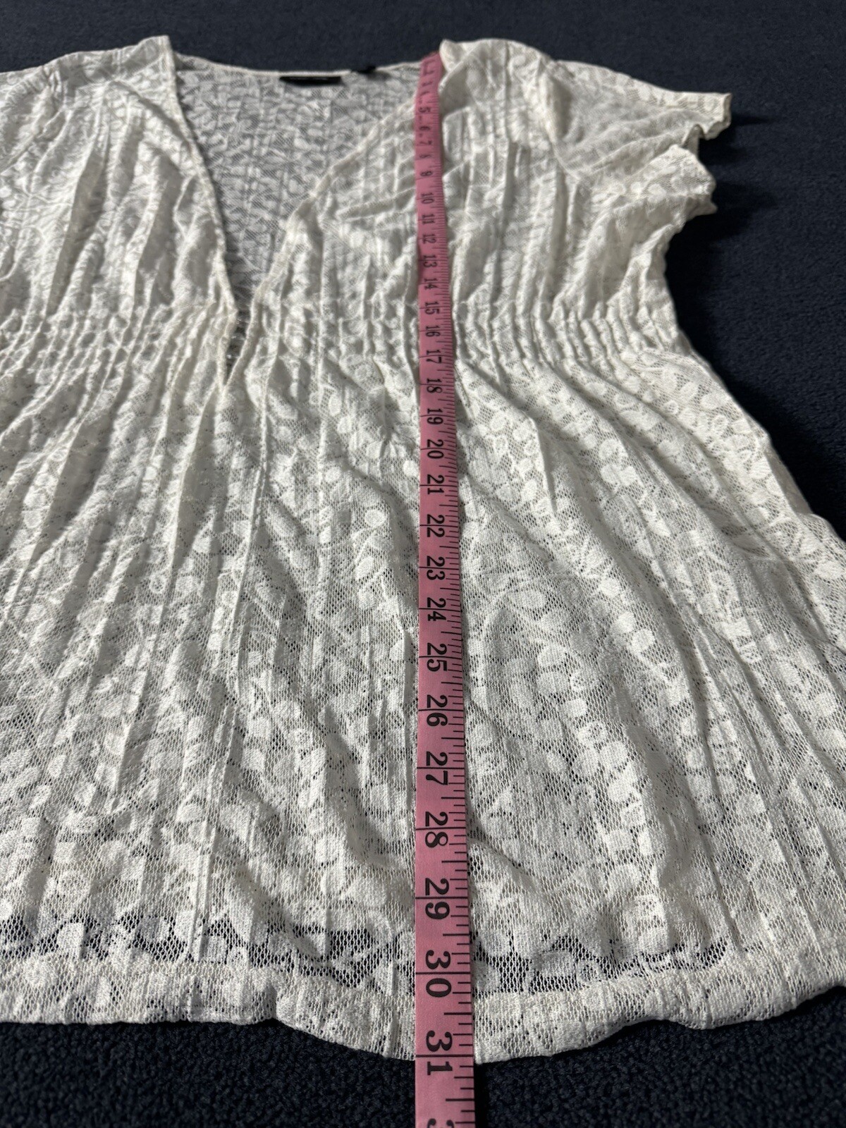 Avenue Ivory Lace Sheer Tunic Top Blouse Shirt Plus Size 2X Boho Romantic 22 24 image 7