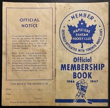 1946-47 NHL Toronto Maple Leafs Bantam Hockey Club Membership Booklet Vintage