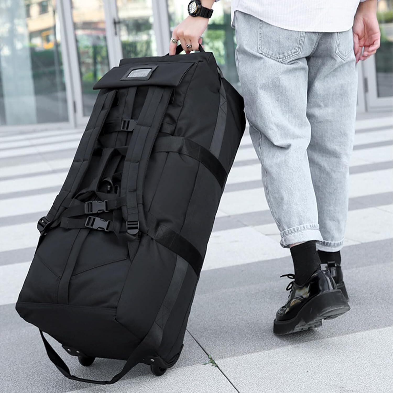 Large Duffel Backpack with Wheels 79L Foldable Rolling Bag Expandable Luggage