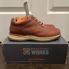 Rockport Works Open Road Oxford RK675 4" Steel Toe Women 7.5 Wide Brown Leather