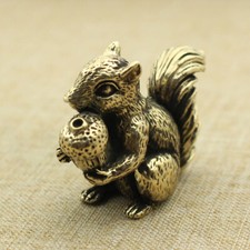 Brass Squirrel Figurine Statue Animal Figurines Toys House Office Decoration USA