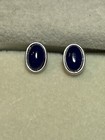 Lapis Lazuli Stud Earrings Classic 925 Sterling Silver Blue
