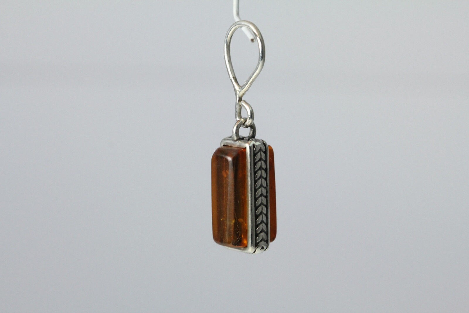 925 Sterling Silver Rectangular Amber Stone Bezel… - image 6