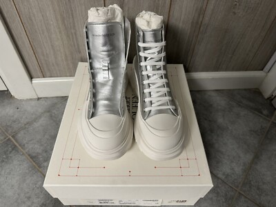 Alexander McQueen Mens Tread Slick Leather High Sneakers Boots