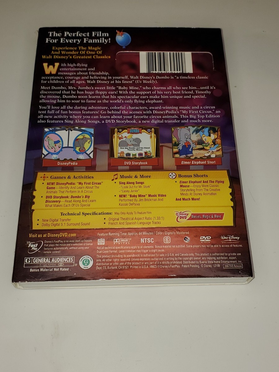 Walt Disney DUMBO Big Top Special Edition Classic Movie 2006