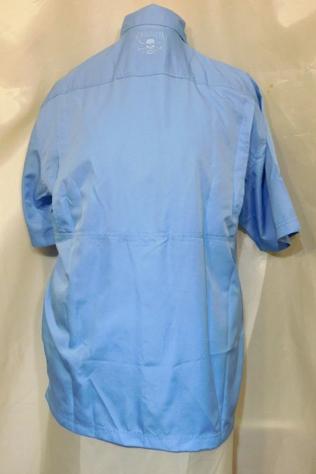 Calcutta Fishing Shirt Men Blue Mesh Partial LIned Short Sleeve 38" Chest Small - Image 3 of 3