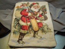Vintage Christmas Santa w toys Accent Pillow Zippered Cover