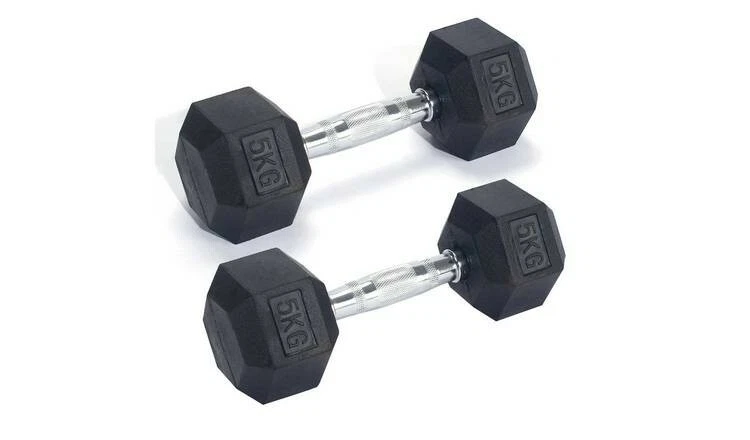 Dumbbells – Rubber Encased Hexagonal Cast Iron Dumbbell Weights