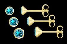 585 ECHT GOLD *** Blautopas Einzel- Ohrstecker Ohrring *** 3-4-5 mm &Oslash;