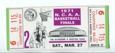 1971 NCAA Men's Basketball Finals Full Ticket 3/27 UCLA Champs Astrodome 80075
