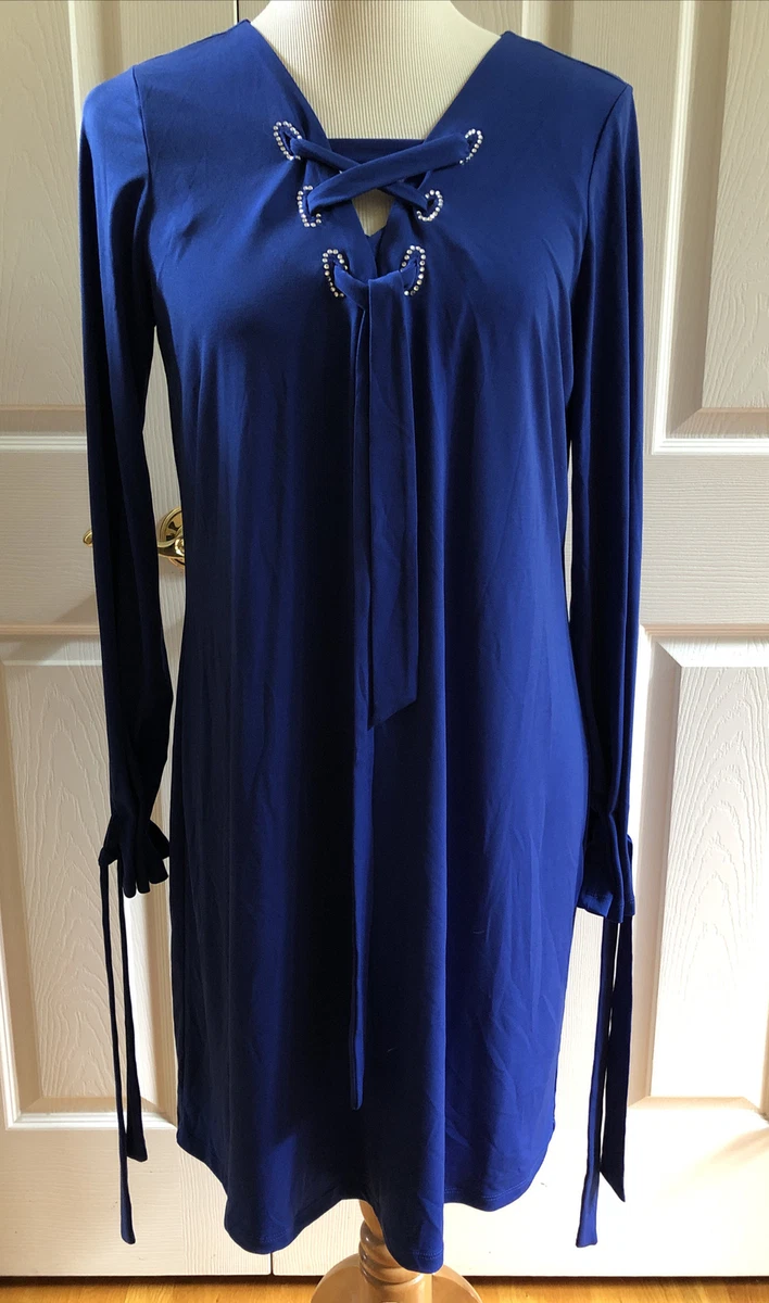 NWT MICHAEL KORS LONG SLEEVE DRESS BRIGHT ROYAL BLUE Sz Medium