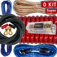 XB Complete 0 Gauge Amp Kit Amplifier Install Wiring 0 Ga Wire Cable 5500W RED