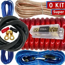 XB Complete 0 Gauge Amp Kit Amplifier Install Wiring 0 Ga Wire Cable 5500W RED