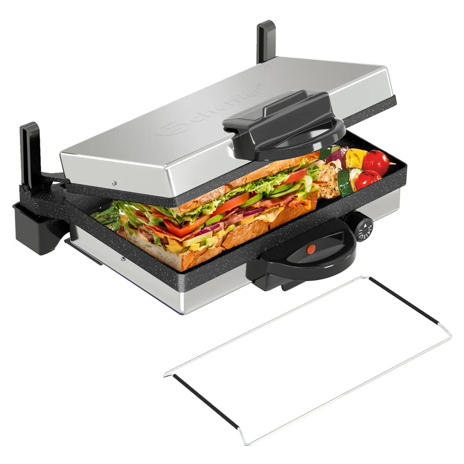 2000W Multigrill XXL Kontaktgrill Lahmacun Grill Makinesi Elektrogrill Edelstahl