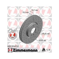 Image of 2x ZIMMERMANN 600.3249.52 Brake Disc Pair Front Axle For BENTLEYVW