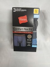 Hanes Underwear Mens Large Boxer Briefs Long Leg Comfort Flex Fit 3 Pairs