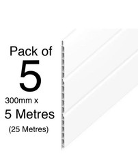 Hollow Cladding Soffit Board White UPVC Ceiling Cladding - 300mm x 5 metres