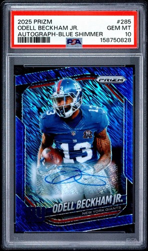 2025 Panini Prizm Blue Shimmer FOTL COLOR MATCH /25 Odell Beckham Auto PSA 10