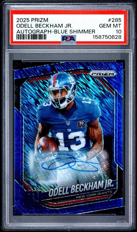 2025 Panini Prizm Blue Shimmer FOTL COLOR MATCH /25 Odell Beckham Auto PSA 10