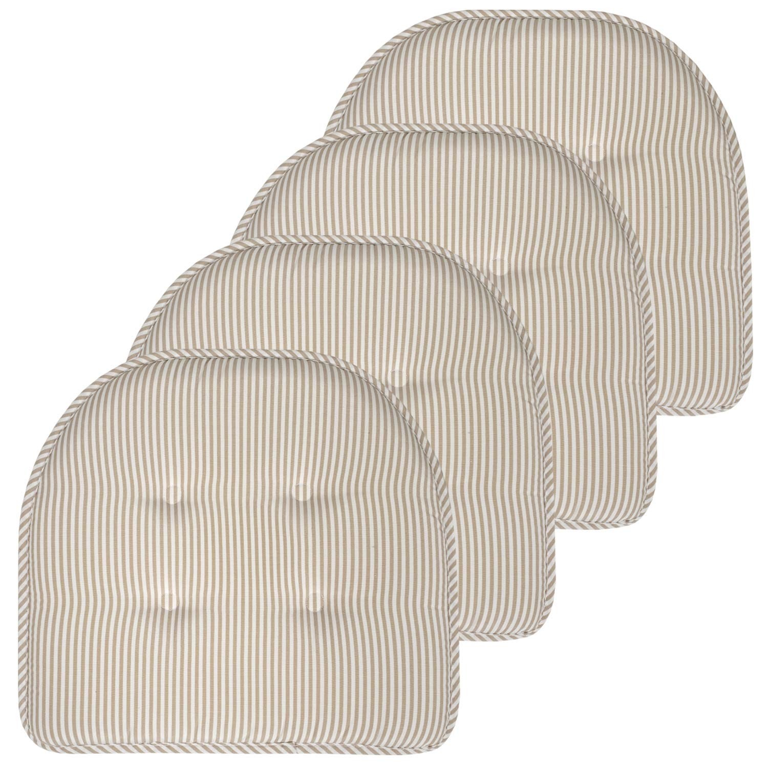 Cushion Memory Foam Pads 17 X 16 Seat Cover 4 Pack Pinstripe Taupe Sweet