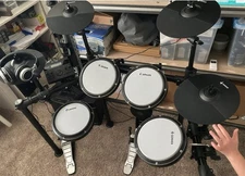 Donner DED-200X Electric Drum Set Dual Zone Snare With Throne Headphones | Black