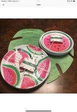 PRIMROSE ALLEY Watermelon Melamine 10.25" Dinner 8.5" Salad Plates GREAT PRICE