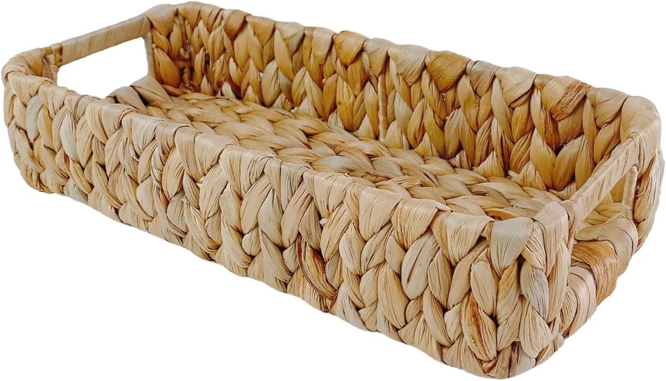 Cesta de almacenamiento grande de mimbre 14" - Cubo de jacinto de agua tejido a mano con asas Foto 2 de 4