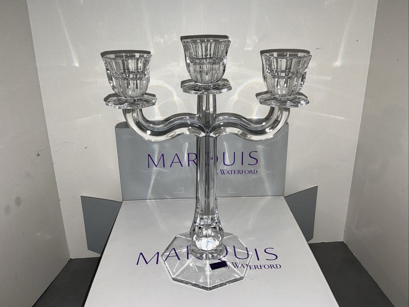 Waterford for MARQUIS lead crystal 3-arm Candelabra Made in Germany 12"Tx10" NIB
